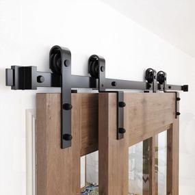 img 4 attached to ZEKOO 6FT Single Track Bypass Barn Door Hardware Kit, Double Sliding Doors Overlapping For Low Ceiling