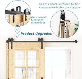 img 1 attached to ZEKOO 6FT Single Track Bypass Barn Door Hardware Kit, Double Sliding Doors Overlapping For Low Ceiling