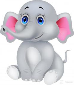 img 2 attached to 🐘 Wallmonkeys Cute Baby Elephant Cartoon Decal Peel and Stick Graphic - Ideal for Walls (12" H x 10" W) WM68830