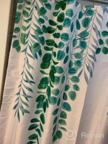 img 8 attached to Занавеска для душа из тропической пальмы с дизайном из зеленых листьев - набор для декора ванной комнаты с ботанической природой, включает 12 крючков - занавеска для душа из шалфея для ванных комнат, 72 x 72 дюйма