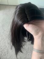 картинка 1 прикреплена к отзыву 💇 REECHO 18" Synthetic Hair Topper Wiglet Hair Enhancer - Dark Brown: Straight Bangs, 3 Clips, Hair Extensions, Hair Closure Piece, Hairpieces for Women от Robert Aan