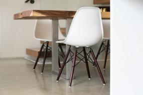 img 1 attached to Set Of 4 UrbanMod Mid-Century Modern Dining Chairs - Stylish, Easy To Clean, And Comfortable - White Seat With Walnut Wood Legs For A Minimalist Look
