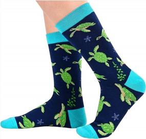 img 2 attached to HAPPYPOP Funny Unisex Turtle Chicken Frog Cat Corgi Llama Socks For Women Men Animal Food Socks