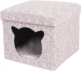 img 3 attached to Складной кошачий кубический дом с кошачьим входом и табуретом для ног размера M от PET SHINEWINGS