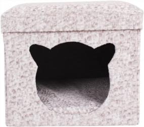 img 2 attached to Collapsible Cat Cave Cube House With Cat-Shaped Entrance And Foot Rest Stool In Size M By PET SHINEWINGS