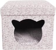 collapsible cat cave cube house with cat-shaped entrance and foot rest stool in size m by pet shinewings logo