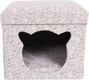 img 4 attached to Складной кошачий кубический дом с кошачьим входом и табуретом для ног размера M от PET SHINEWINGS