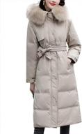 chouyatou women's elegant mid-long hooded winter down coat with back flap logo