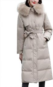 img 4 attached to Chouyatou Women'S Elegant Mid-Long Hooded Winter Down Coat With Back Flap