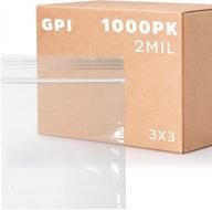 high quality clear zip bags - 3 x 3 inches, 2mil thickness, case of 1,000 by gpi brand logo
