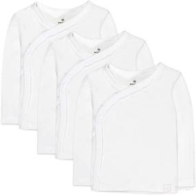 img 4 attached to 👶 Organic Cotton Long Sleeve Side-snap Kimono Tops for Babies - HonestBaby 3-Pack