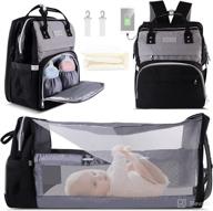 ultimate 6-in-1 diaper bag backpack: spacious baby bag for girls boys with foldable crib, usb port, mosquito net, sunshade – a must-have mummy dag! logo