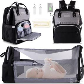 img 4 attached to Ultimate 6-in-1 Diaper Bag Backpack: Spacious Baby Bag for Girls Boys with Foldable Crib, USB Port, Mosquito Net, Sunshade – A Must-Have Mummy Dag!