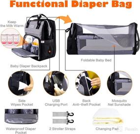 img 2 attached to Ultimate 6-in-1 Diaper Bag Backpack: Spacious Baby Bag for Girls Boys with Foldable Crib, USB Port, Mosquito Net, Sunshade – A Must-Have Mummy Dag!