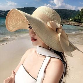img 2 attached to Summer Sun Protection Straw Hat For Women - Wide Brim Foldable Floppy Beach Cap With UV Shielding