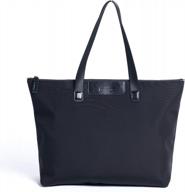 black nylon top handle satchel handbag tote purse for women by smarthair logo