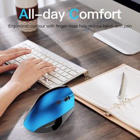 img 2 attached to Memzuoix Ergonomic Mouse Wireless Mouse, 2.4G Large Vertical Mouse Optical Cordless Mice With 800 / 1200 /1600 DPI, Ergonomic Computer Mouse For Laptop, PC, Desktop (For Right Hand ,Blue)