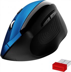 img 4 attached to Memzuoix Ergonomic Mouse Wireless Mouse, 2.4G Large Vertical Mouse Optical Cordless Mice With 800 / 1200 /1600 DPI, Ergonomic Computer Mouse For Laptop, PC, Desktop (For Right Hand ,Blue)