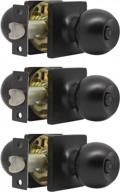 gobrico square privacy door knobs with lock - matte black finish/round ball interior handles for bathroom bedroom & storerooms (pack of 3) logo