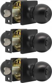 img 4 attached to Gobrico Square Privacy Door Knobs With Lock - Matte Black Finish/Round Ball Interior Handles For Bathroom Bedroom & Storerooms (Pack Of 3)