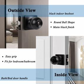 img 2 attached to Gobrico Square Privacy Door Knobs With Lock - Matte Black Finish/Round Ball Interior Handles For Bathroom Bedroom & Storerooms (Pack Of 3)