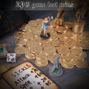 img 3 attached to 50 PCS Metal DND Coins With PU Leather Bag - Fantasy Gold Game Tokens For Tabletop RPG Games, Black Dragon Collection, Mid-Century Retro Gaming Accessories