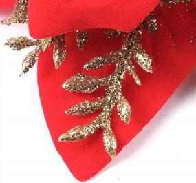 img 2 attached to Deck Your Halls With Glittery B Bascolor Poinsettia Christmas Flowers - 16 Piece Set With Clips And Stems For Versatile Decorating