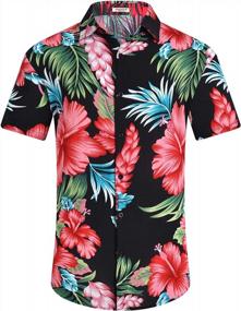 img 1 attached to EISHOPEER Men'S Hawaiian Floral Print Short Sleeve Shirt And Shorts Set For Casual Wear