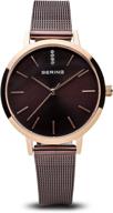 🕰️ bering time women's slim watch 13434-265: classic collection, 34mm case, stainless steel strap, sapphire crystal - designed in denmark logo