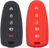 btopars 2pcs smart remote key fob rubber case cover: protector for ford cmax, escape, focus, edge, expedition, explorer, flex, taurus - black & red logo