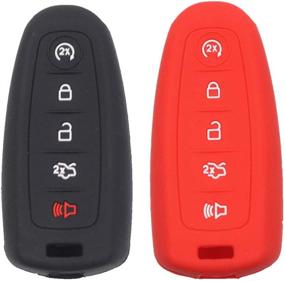 img 3 attached to Btopars 2pcs Smart Remote Key Fob Rubber Case Cover: Protector for Ford CMAX, Escape, Focus, Edge, Expedition, Explorer, Flex, Taurus - Black & Red