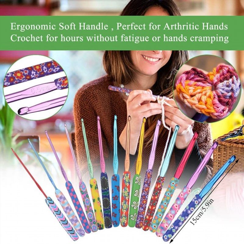 Large Crochet Hooks 5 Sizes Crochet Hook Set, 29 Pack Yarn Needle Kits for  Beginners, Knitting Needles with Ergonomic Handles for Arthritic Hands