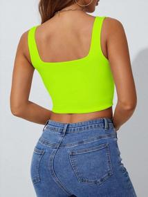 img 3 attached to Women'S Sexy Sleeveless Strappy Square Neck Basic Crop Tank Top By Abardsion