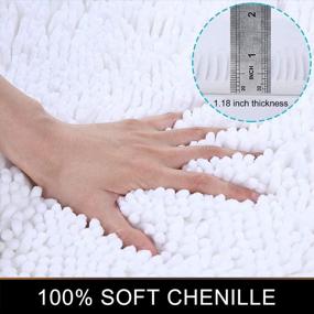 img 2 attached to Роскошный коврик для ванной из синели - очень мягкий и впитывающий, нескользящий мохнатый коврик для ванной / душевой комнаты (16 ''X 24'', белый)
