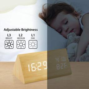 img 1 attached to OCT17 Bamboo Wooden Alarm Clock - Smart LED Digital, Voice Control With Time/Temp Display & Adjustable Brightness!