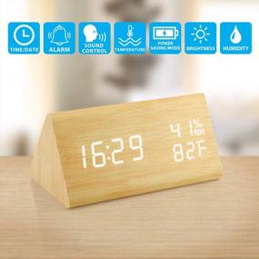 img 2 attached to OCT17 Bamboo Wooden Alarm Clock - Smart LED Digital, Voice Control With Time/Temp Display & Adjustable Brightness!