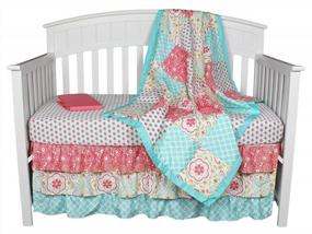 img 4 attached to The Peanut Shell'S 4-In-1 Baby Girl Bedding Set, Gia Floral Coral/Aqua, Ideal For Optimal SEO