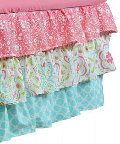 img 2 attached to The Peanut Shell'S 4-In-1 Baby Girl Bedding Set, Gia Floral Coral/Aqua, Ideal For Optimal SEO