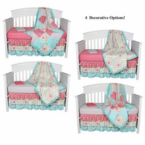 img 3 attached to The Peanut Shell'S 4-In-1 Baby Girl Bedding Set, Gia Floral Coral/Aqua, Ideal For Optimal SEO
