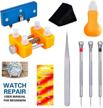 watch battery replacement tool kit, cridoz watch back remover tools with watch opener, watch holder, watch screwdrivers, 377 watch batteries and instruction manual for watch repair and battery replace logo