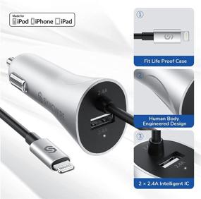 img 1 attached to 🔌 Syncwire Apple MFI Certified Car Charger - 4.8A/24W Upgrade Car Charging Adapter with Coiled Lightning Cable for iPhone 13/12/11/Xs/XS Max/XR/X/8/7/6s/6 Plus, iPad &amp; More