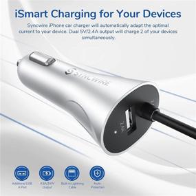 img 3 attached to 🔌 Syncwire Apple MFI Certified Car Charger - 4.8A/24W Upgrade Car Charging Adapter with Coiled Lightning Cable for iPhone 13/12/11/Xs/XS Max/XR/X/8/7/6s/6 Plus, iPad &amp; More