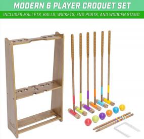 img 3 attached to Handcrafted Wooden Six Player Croquet Set With Premium Stain And Elegant Stand By GoSports