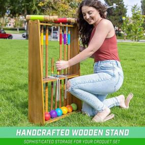 img 2 attached to Handcrafted Wooden Six Player Croquet Set With Premium Stain And Elegant Stand By GoSports