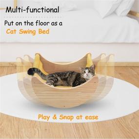 img 1 attached to Solid Wood Wall-Mounted Cat Shelf Set with Hammock, Climbing Shelves, and Perches for Indoor Cat Activity - 3pcs Wall Furniture Steps