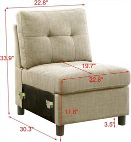 img 1 attached to 103 "тканевый L-образный секционный диван с 2 тахтами - модульный трансформируемый мягкий тафтинговый 6-местный диван для гостиной