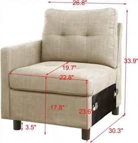 img 2 attached to 103 "тканевый L-образный секционный диван с 2 тахтами - модульный трансформируемый мягкий тафтинговый 6-местный диван для гостиной