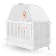 👶 baby movs crib safety canopy net in white - prevent climbing & stuck limbs, see-through mesh cover with ties, zippers & bags - 46x22x46 inches logo