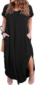 img 2 attached to HBEYYTO Women'S Plus Size Maxi Dresses V Neck Casual Short Sleeve Loose Pocket Slits Long Dress XL-5XL