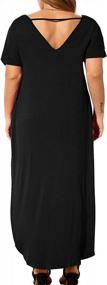 img 1 attached to HBEYYTO Women'S Plus Size Maxi Dresses V Neck Casual Short Sleeve Loose Pocket Slits Long Dress XL-5XL